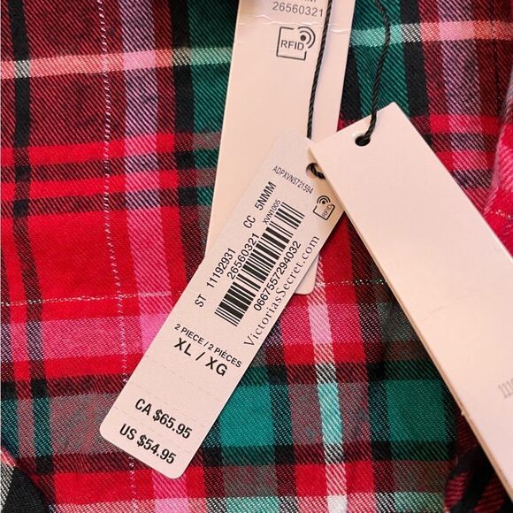 Victoria's Secret Plaid Button Sleepwear Top Women XL Red Short Sleeve NWT - Picture 5 of 7
